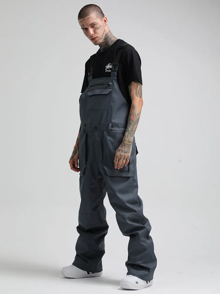 Men's Freedom Style Gray Ski Bibs Snowboard Pants