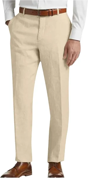 Mens Golf Pants Slim Fit Lightweight Business Casual Pants Dress Trousers Pinstripe Classic Solid Office Wear