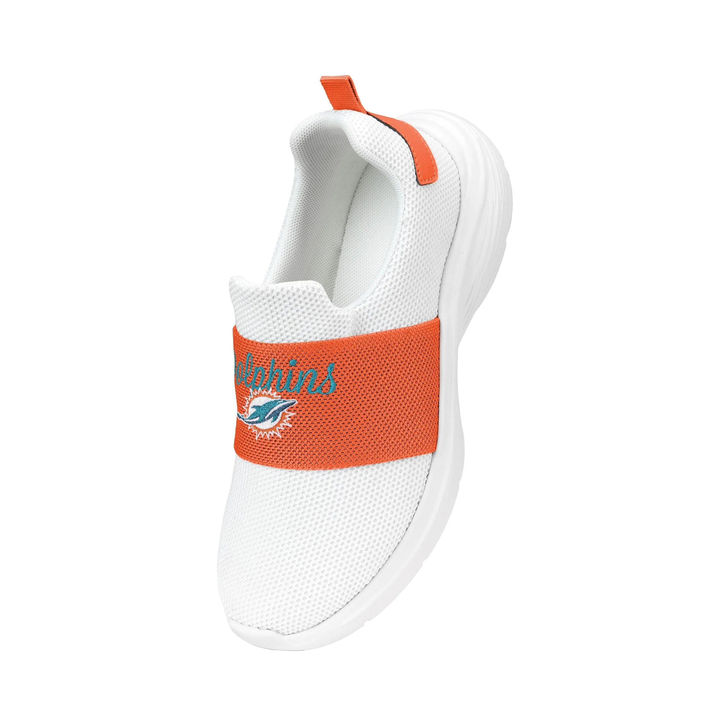 Miami Dolphins NFL Womens Script Wordmark White Slip On Sneakers