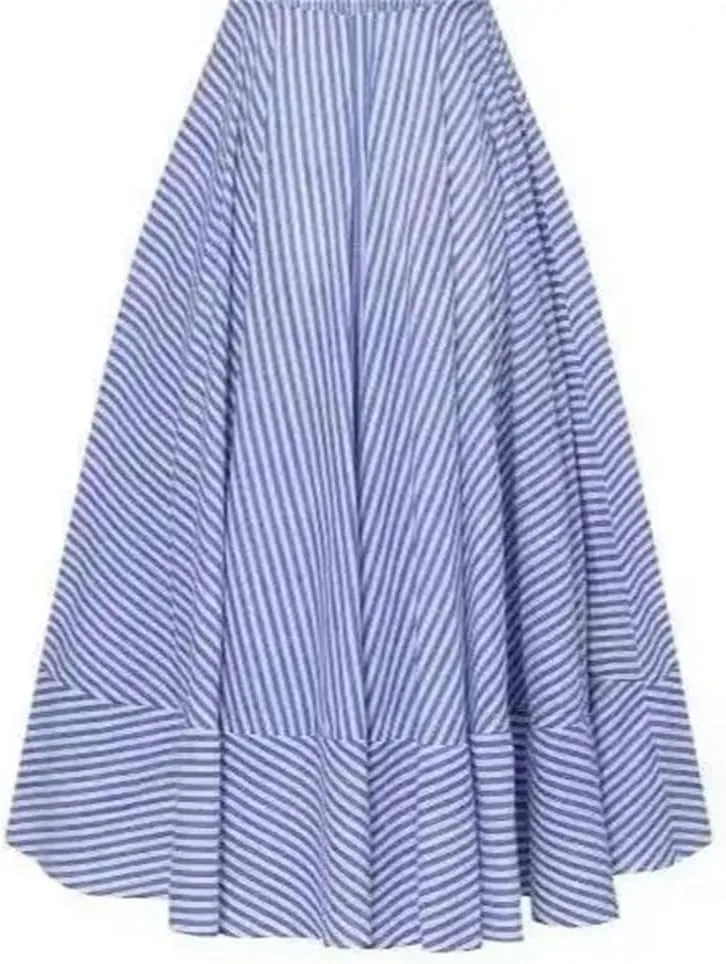 Midi Dresses for Women Stripe Sleeveless Pleated Skirt High Waist Zipper Vacation Dresses Slip Dress