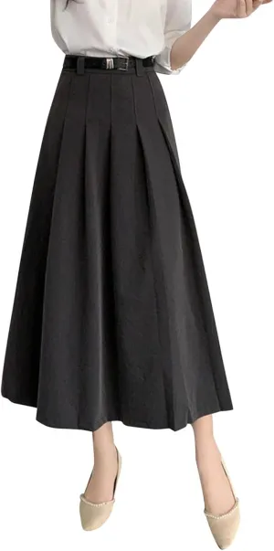 Midi Skirts for Women Women Fashion Casual Mid Length Suit Skirt A Line High Waisted Pleated Skirt Daily Costume