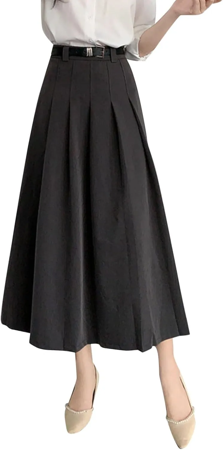 Midi Skirts for Women Women Fashion Casual Mid Length Suit Skirt A Line High Waisted Pleated Skirt Daily Costume