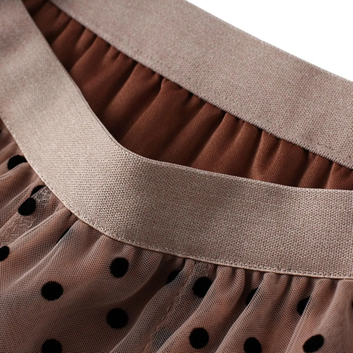 Midi Skirts for Women Women's Flocked Polka Dot Mesh Skirt A Line Mermaidtail Skirt Midi Skirt