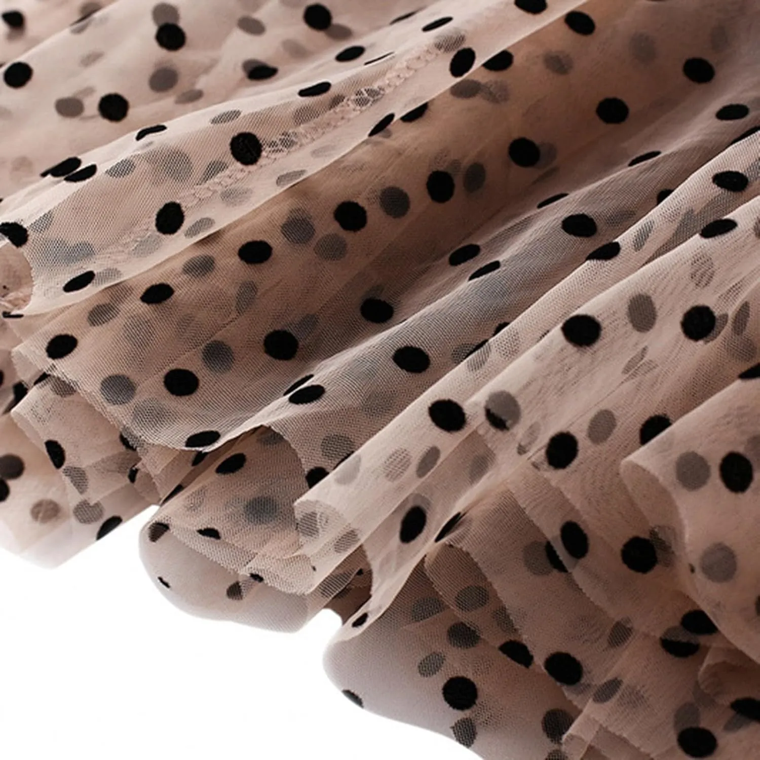 Midi Skirts for Women Women's Flocked Polka Dot Mesh Skirt A Line Mermaidtail Skirt Midi Skirt