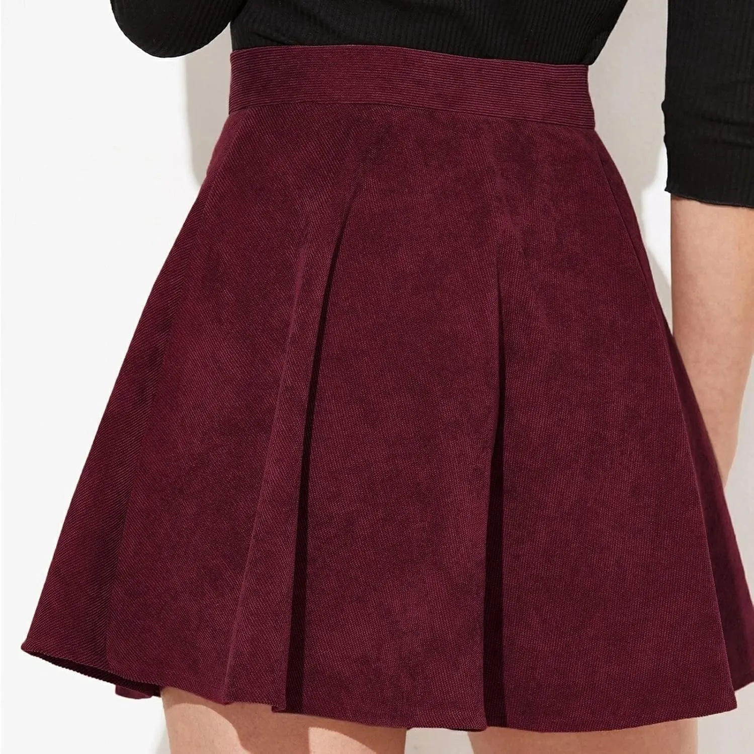 Mini Skirts for Women Summer Spring Corduroy Pleated Ruffle Short Skirt Sweet Single Button High Waist Skirt Dress