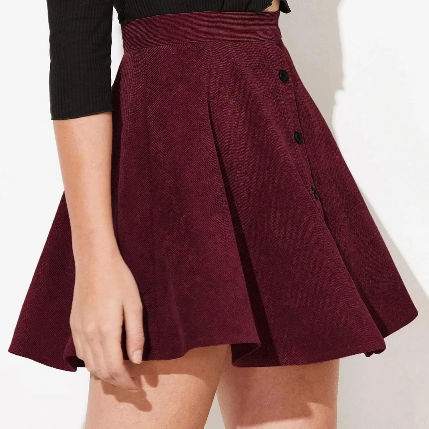 Mini Skirts for Women Summer Spring Corduroy Pleated Ruffle Short Skirt Sweet Single Button High Waist Skirt Dress
