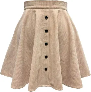 Mini Skirts for Women Summer Spring Corduroy Pleated Ruffle Short Skirt Sweet Single Button High Waist Skirt Dress