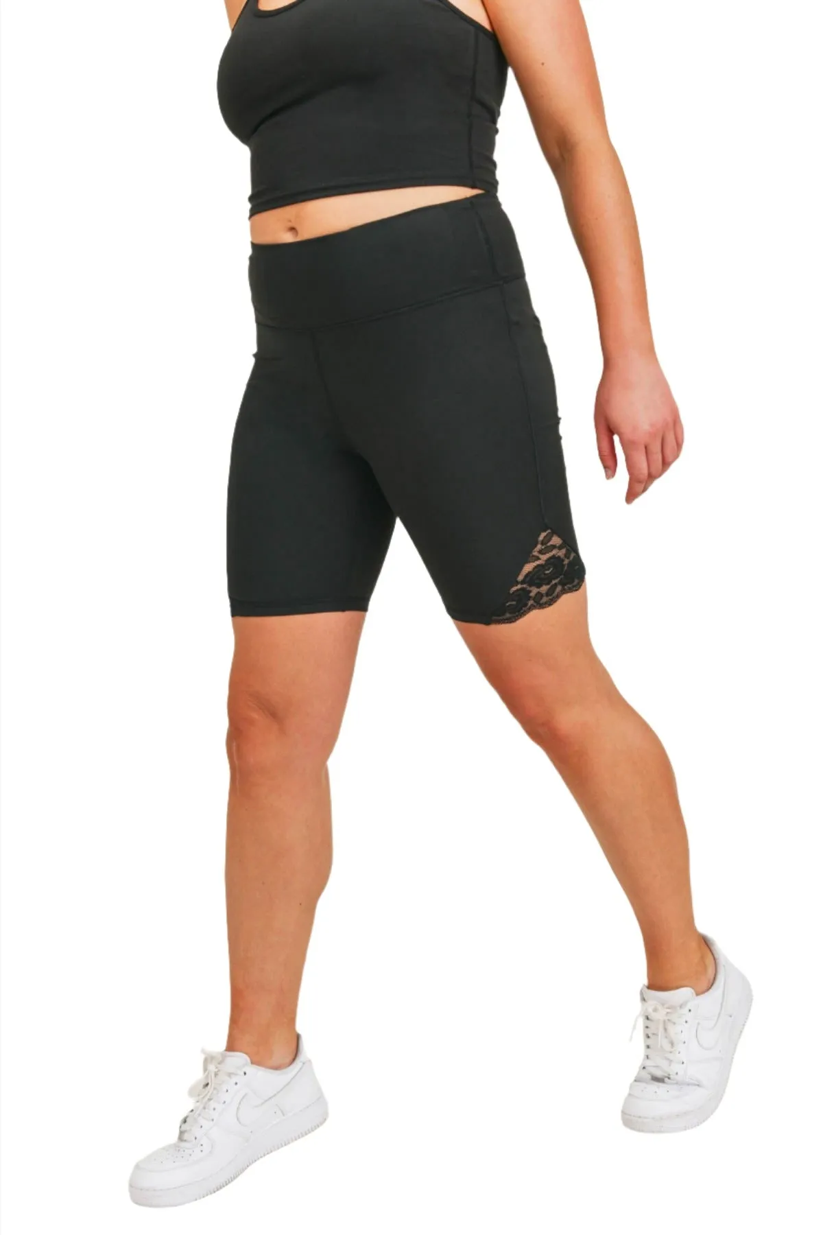 Mono B lace inset high waist Biker Shorts  APH-A0416 and Plus