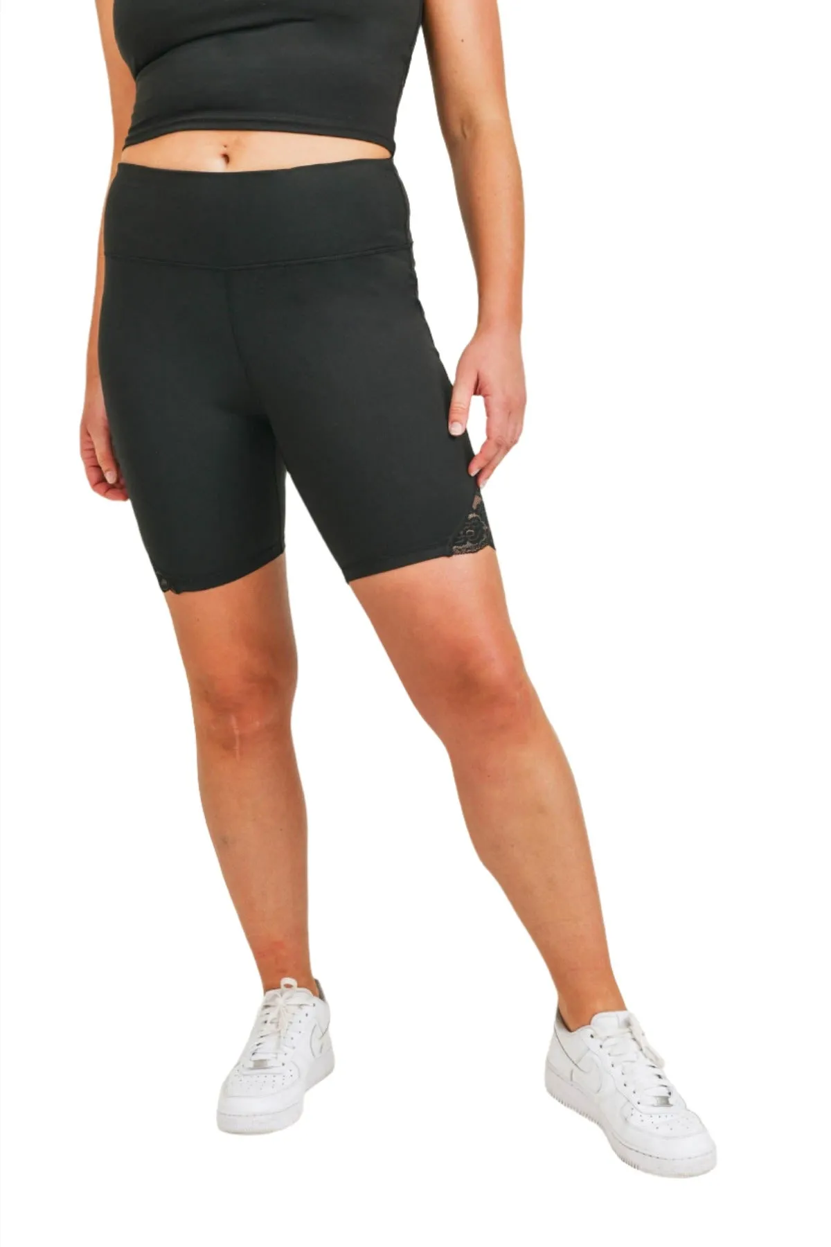 Mono B lace inset high waist Biker Shorts  APH-A0416 and Plus