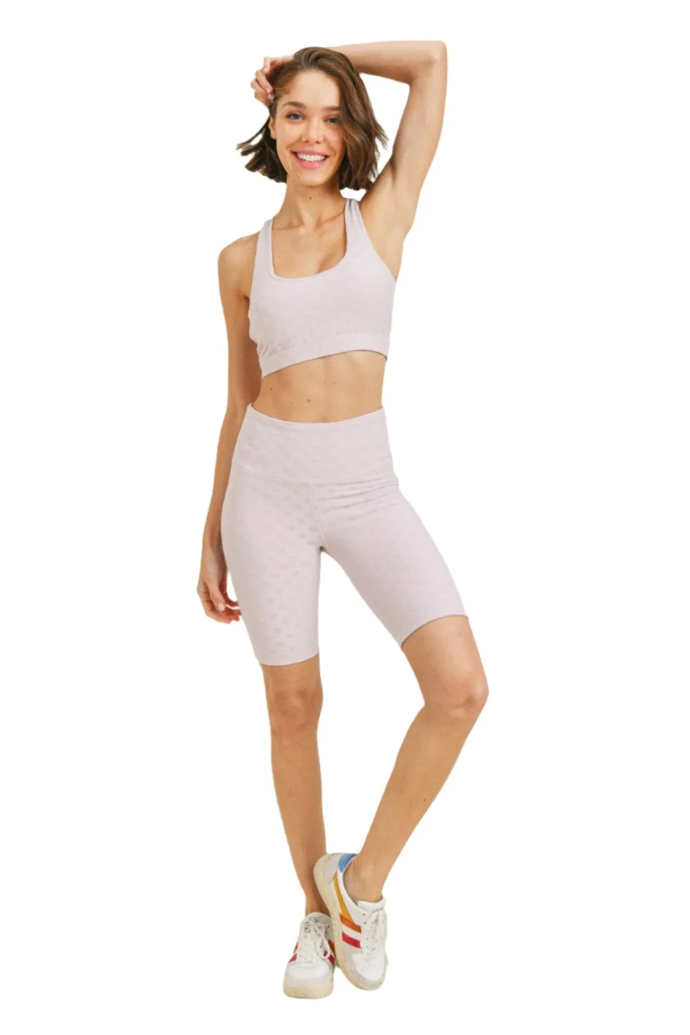 Mono B Textured Polkadot Jacquard High Waist Bermuda Shorts APH8086