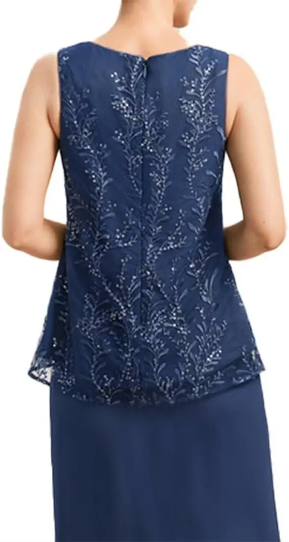 Mother of Bride Dresses with Jacket Laces Appliques Chiffon Formal Grandmother Dress ZX26