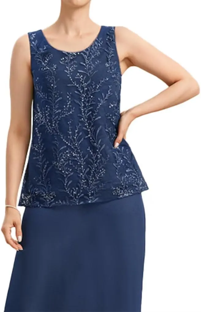 Mother of Bride Dresses with Jacket Laces Appliques Chiffon Formal Grandmother Dress ZX26