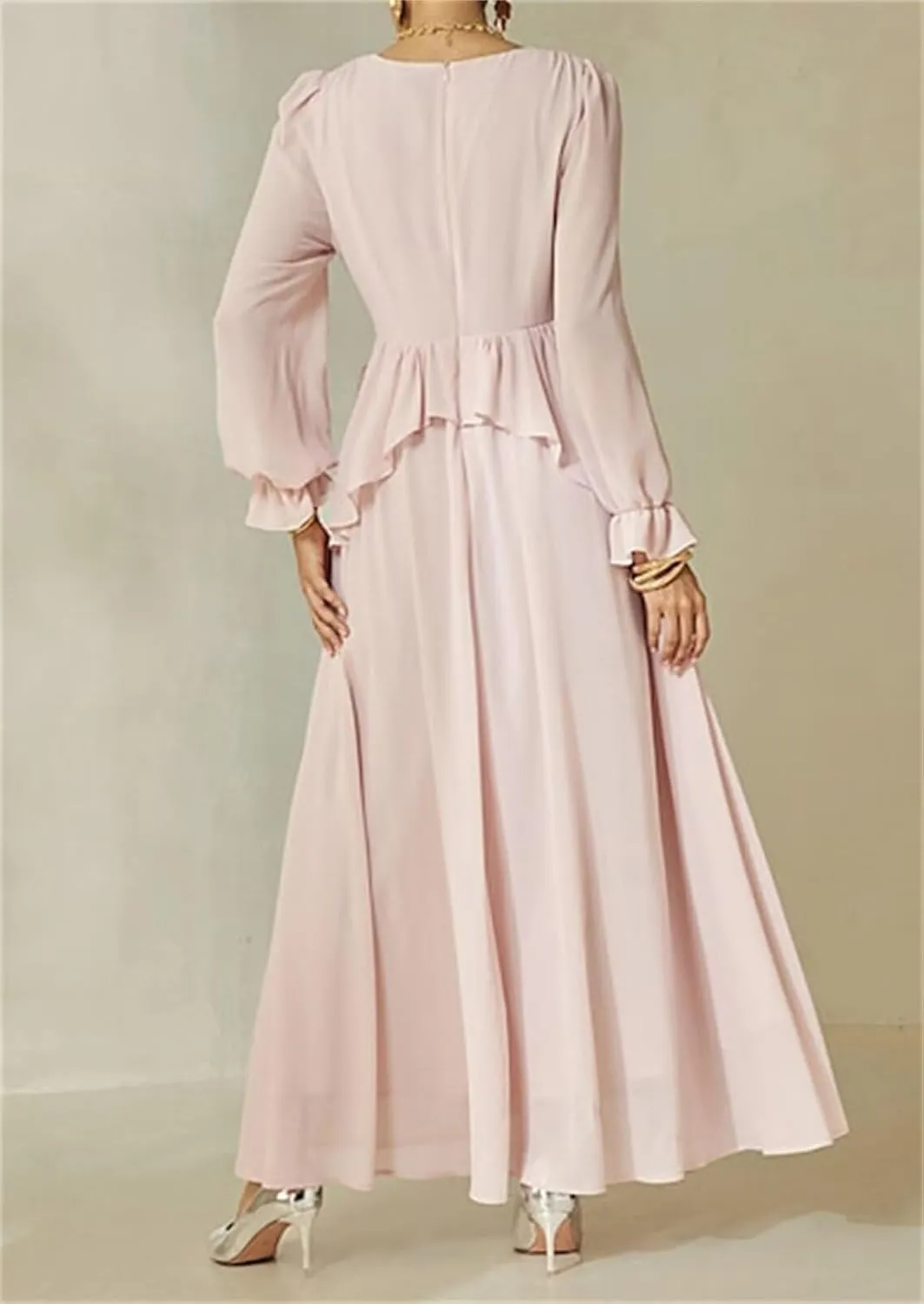 Mother of The Bride Dresses with Long Sleeves for Wedding Petite Formal Evening Gown V-Neck Mother of Groom Dresses