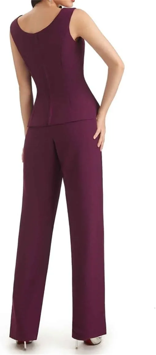 Mother of The Bride Pant Suits for Women Chiffon 3 Pieces Wedding Guest Pants Outfit for Women