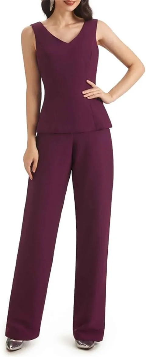 Mother of The Bride Pant Suits for Women Chiffon 3 Pieces Wedding Guest Pants Outfit for Women