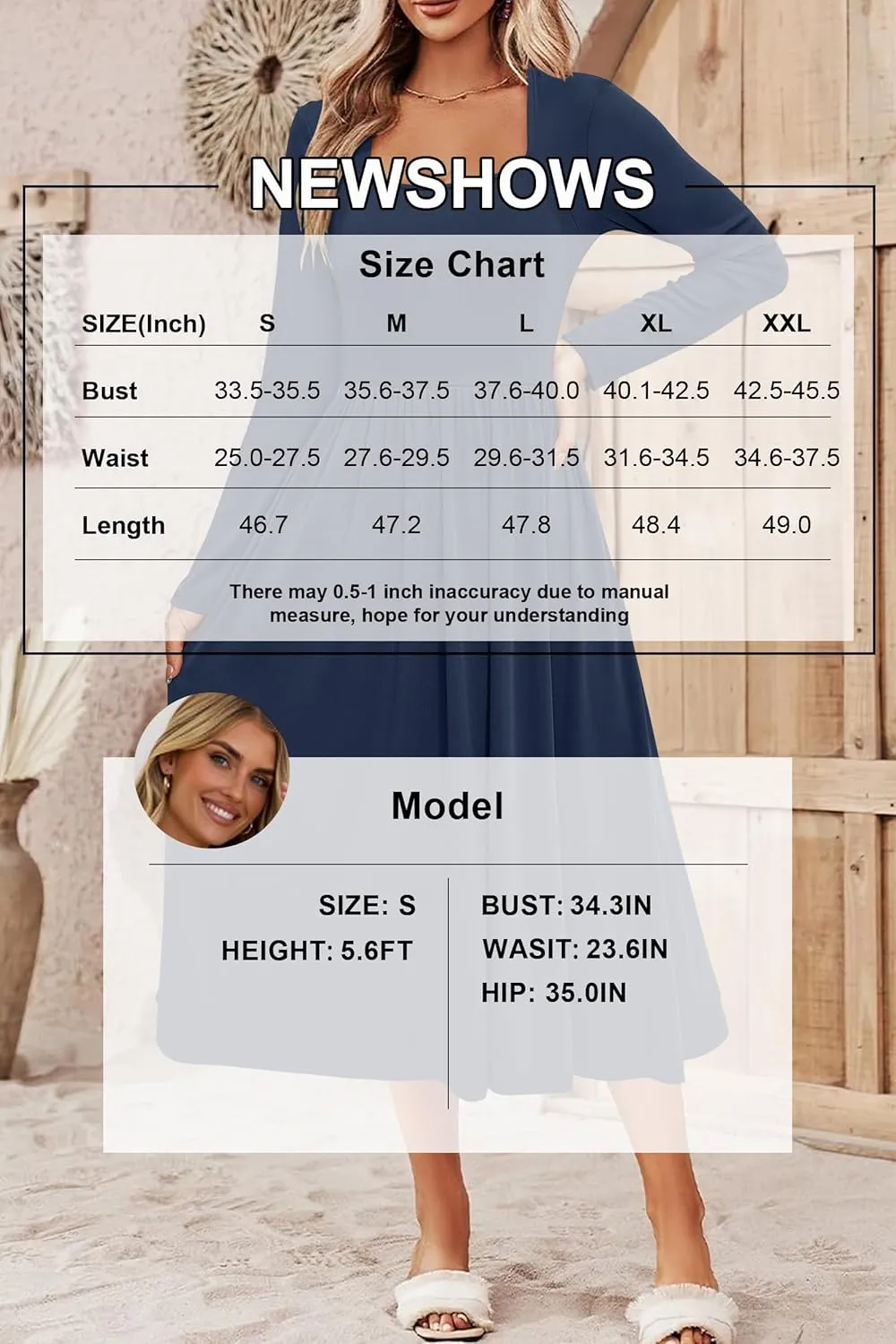 Newshows Women's Summer Square Neck Ribbed Knit Short/Long Sleeve A Line Flowy Midi Dress with Pockets