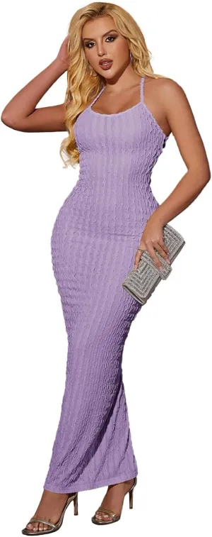 Nimsruc Summer Long Dresses for Women Spaghetti Strap Bodycon