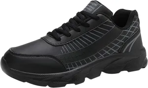 Non Slip Shoes Women Faux Pu Leather Lace Up Business Sneakers Outdoor Casual Comfortable Walking Training Shoes