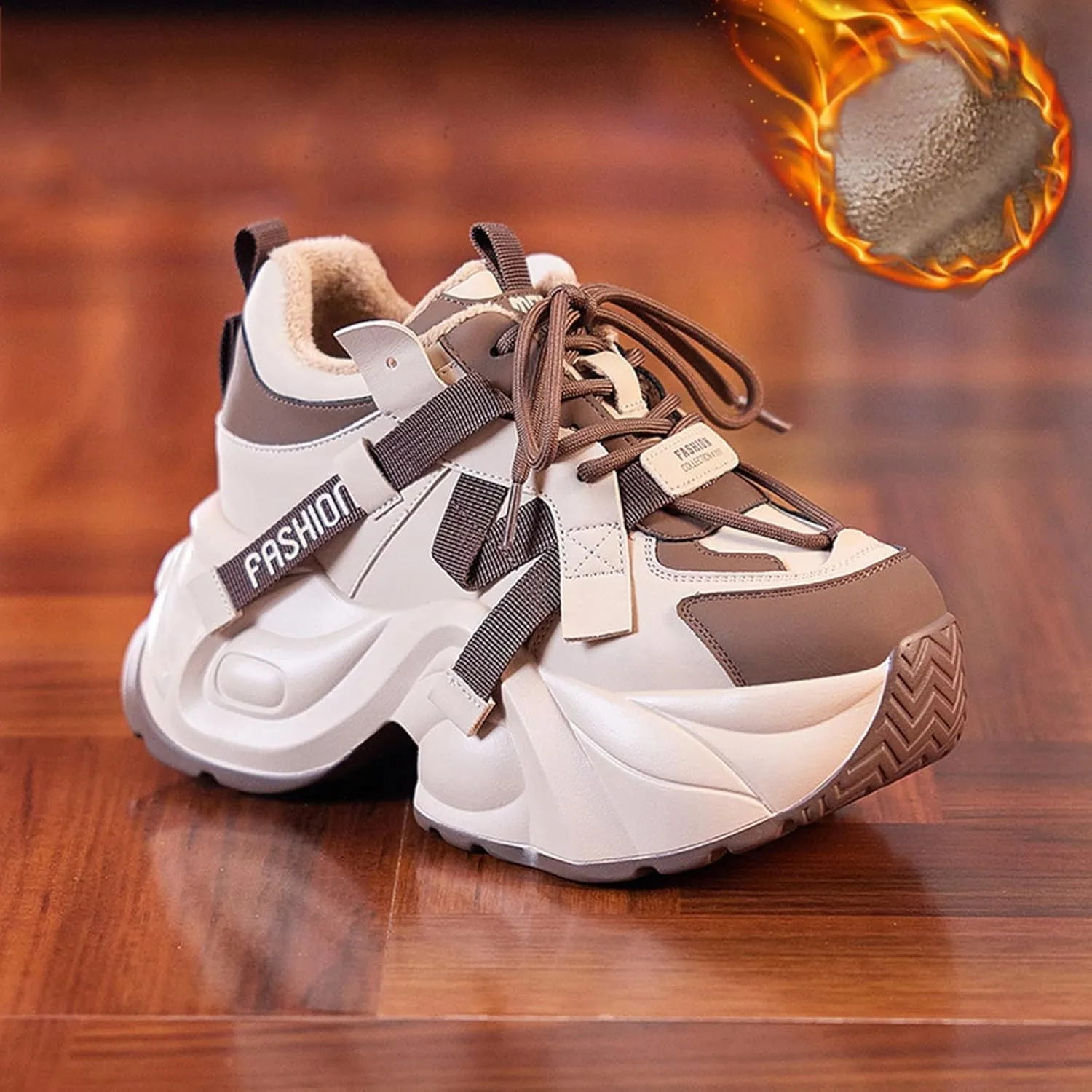 Non Slip Shoes Women Thick Paltform Lace Up Walking Sneakers Comfortable Outdoor Walking Running Workout Shoes