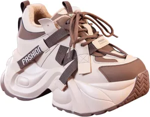 Non Slip Shoes Women Thick Paltform Lace Up Walking Sneakers Comfortable Outdoor Walking Running Workout Shoes
