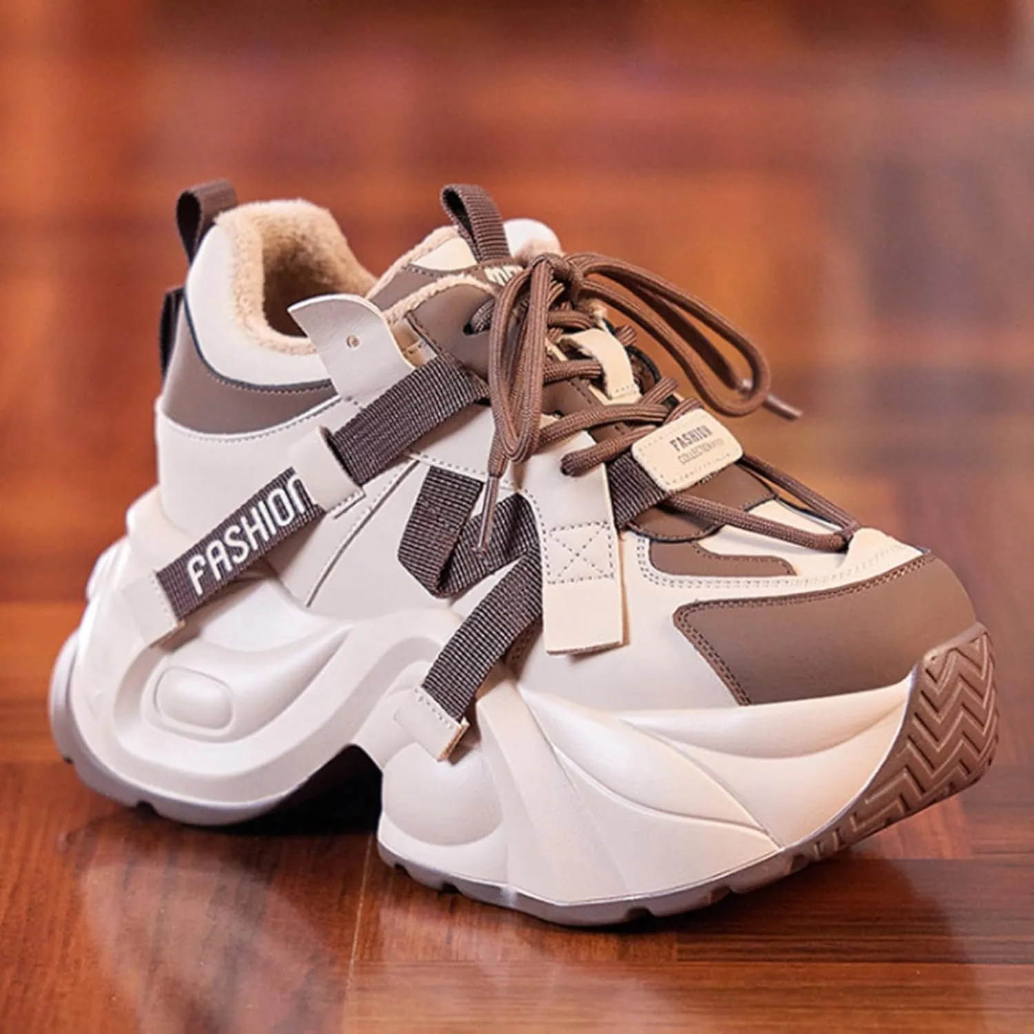 Non Slip Shoes Women Thick Paltform Lace Up Walking Sneakers Comfortable Outdoor Walking Running Workout Shoes