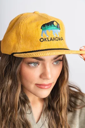 Oklahoma bison landscape corduroy hat mustard