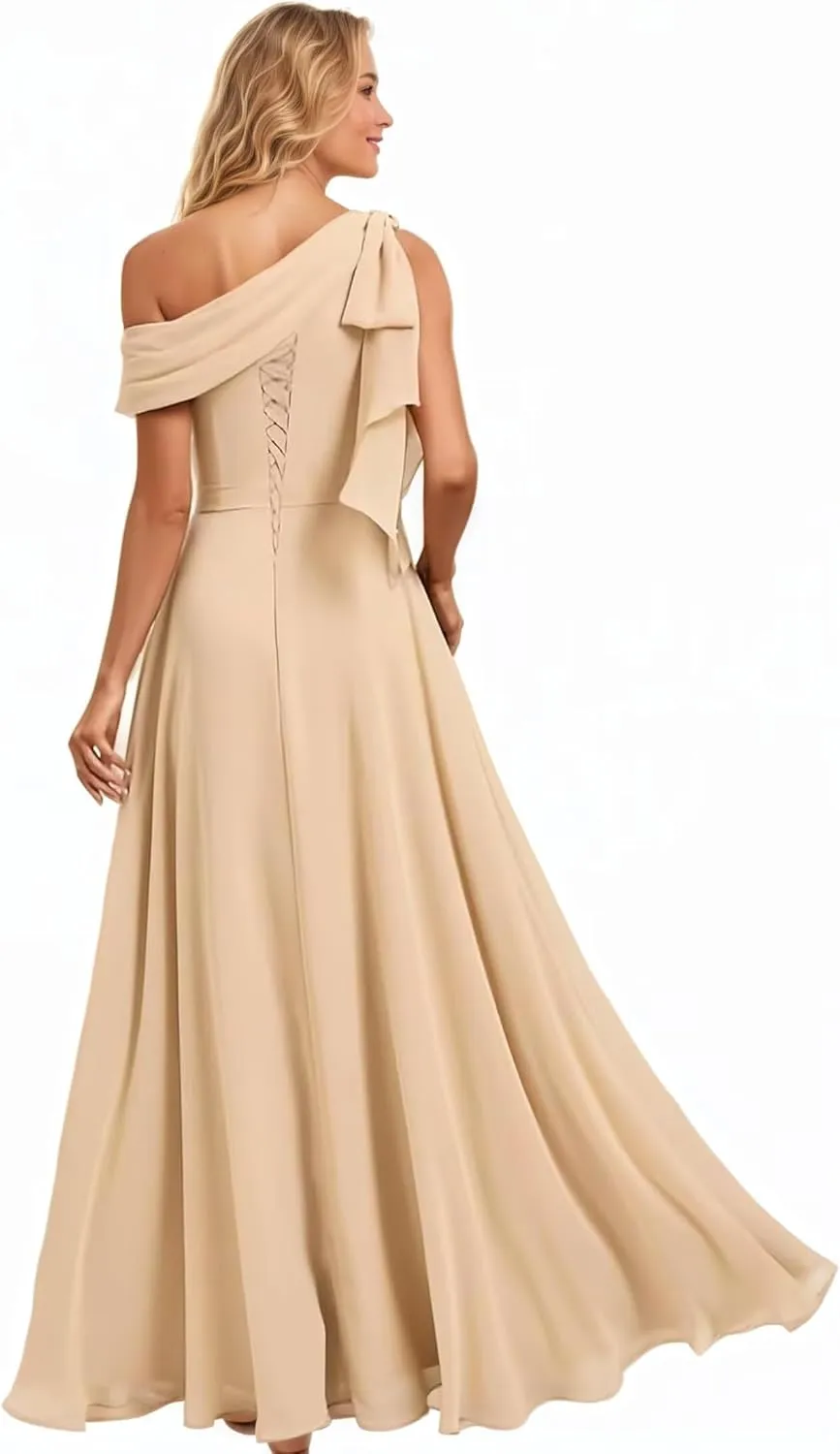 One Shoulder Bridesmaid Dresses for Women Chiffon Long Prom Dresses 2025 Summer Floral Dress
