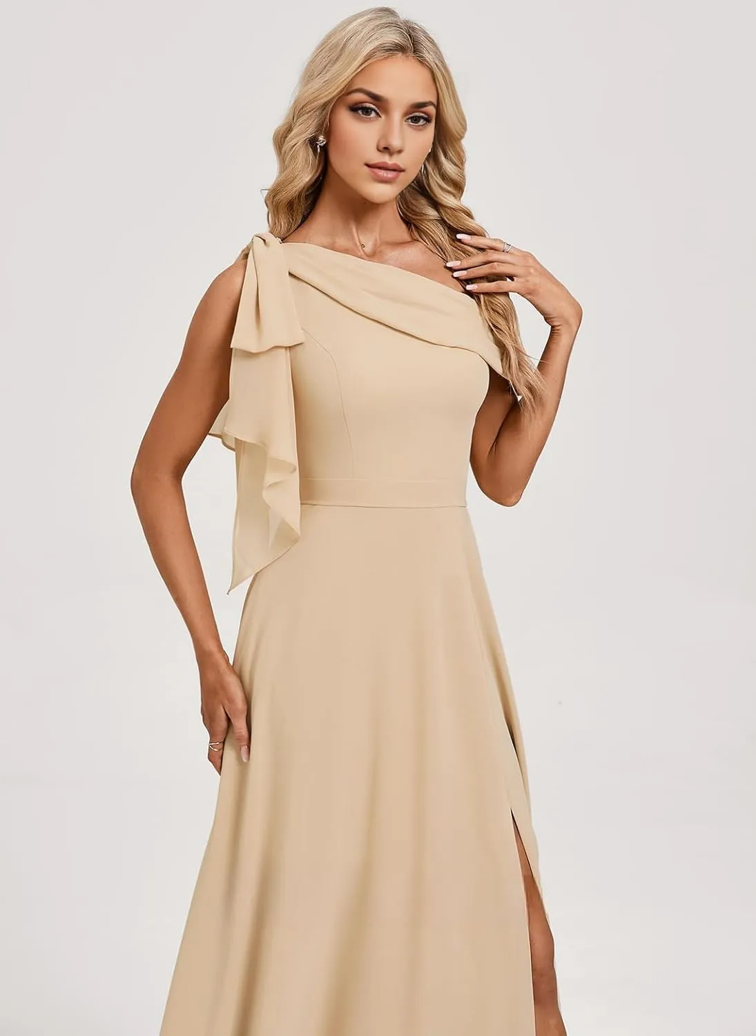 One Shoulder Bridesmaid Dresses for Women Chiffon Long Prom Dresses 2025 Summer Floral Dress