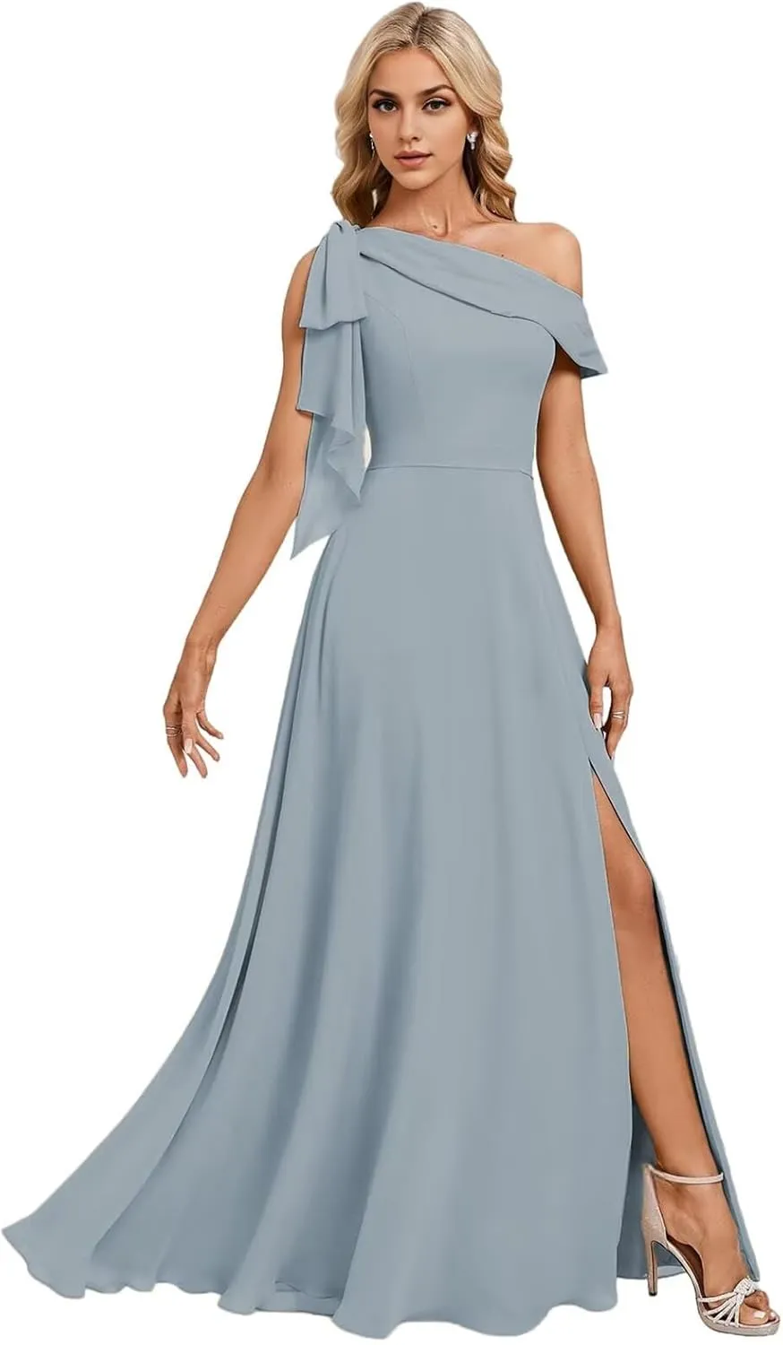 One Shoulder Bridesmaid Dresses for Women Chiffon Long Prom Dresses 2025 Summer Floral Dress