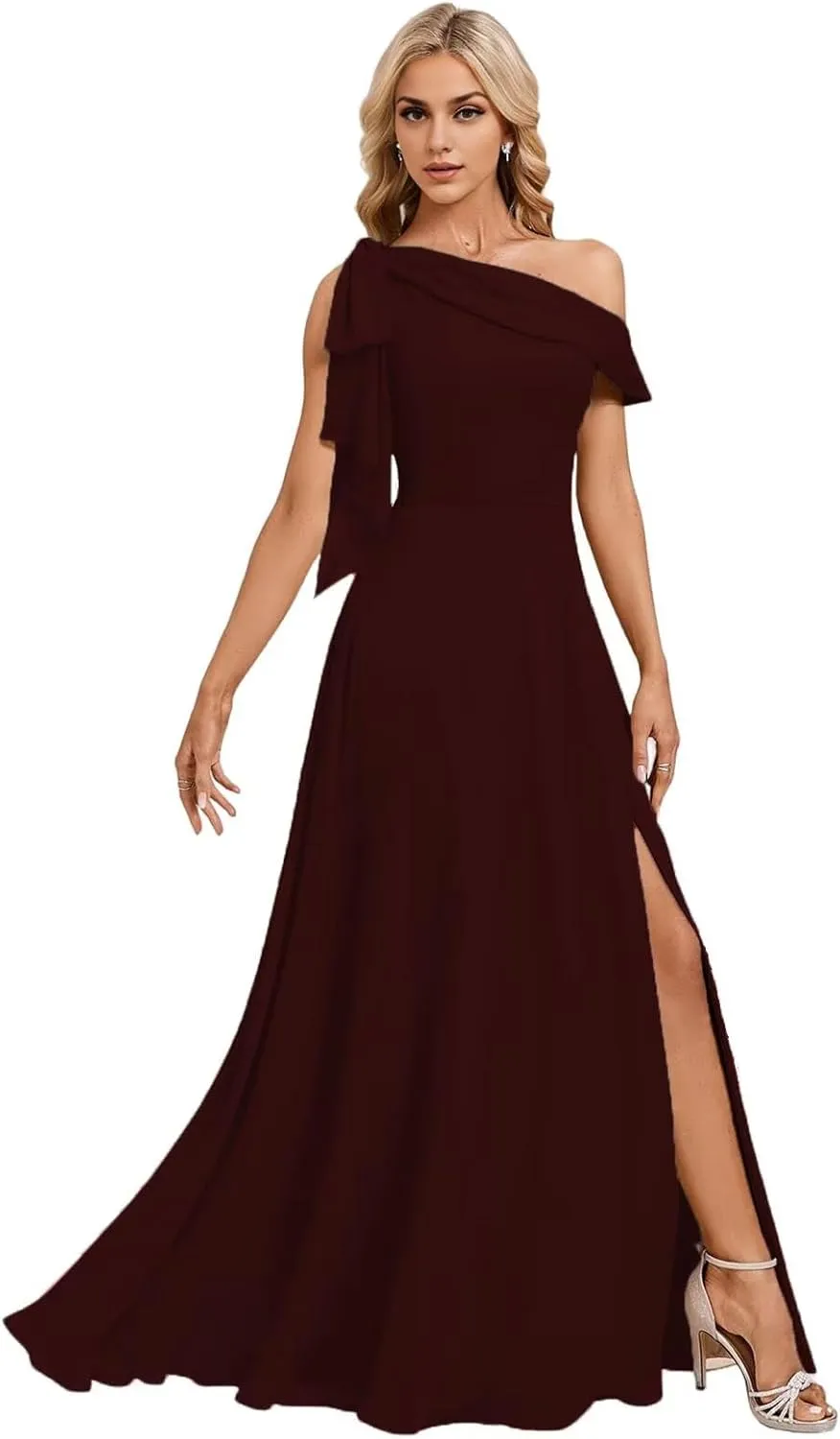 One Shoulder Bridesmaid Dresses for Women Chiffon Long Prom Dresses 2025 Summer Floral Dress