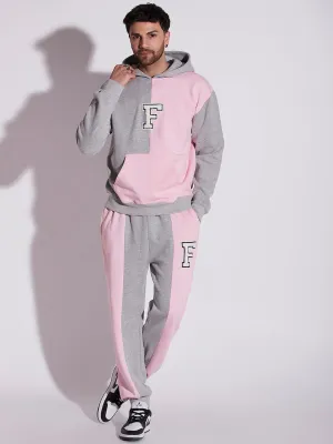 Pink And Grey Cut Sew Oversized Tracksuit