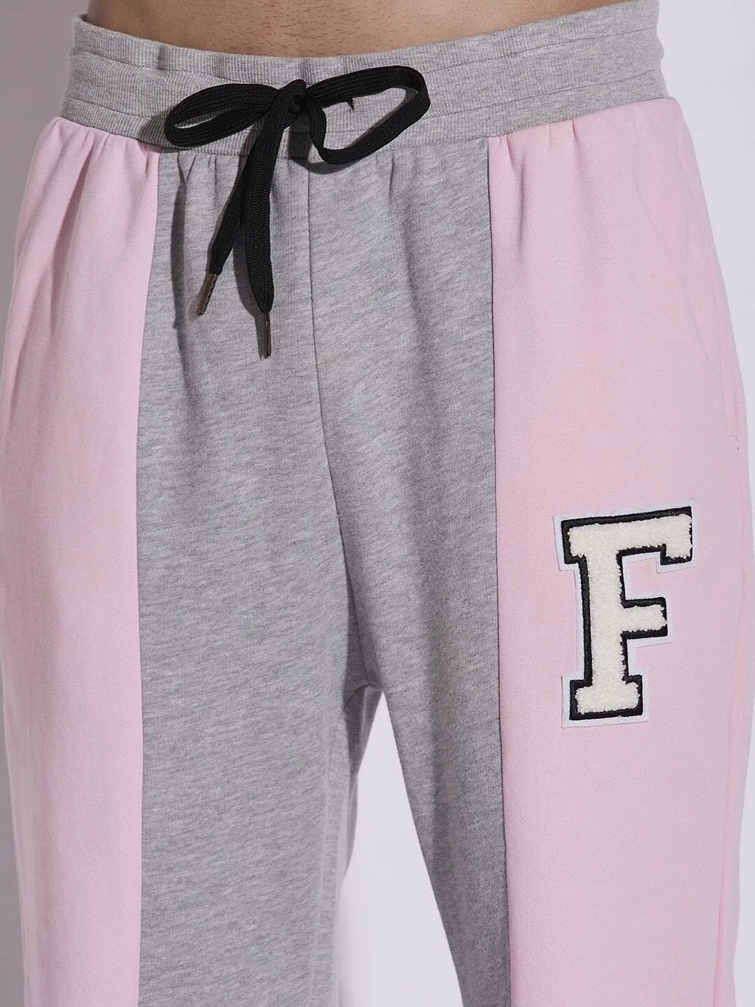 Pink And Grey Cut Sew Oversized Tracksuit