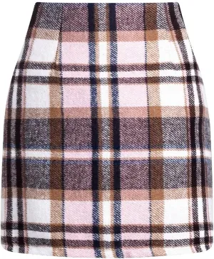 Plaid Skirts for Women Plus Size High Waisted Bodycon Pencil Skirt Casual Vintage Fall Winter Flannel Wool Skirt