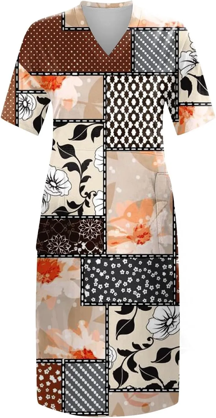 Plus Size Dresses for Curvy Women 2025 Spring Summer V Neck Short Sleeve Shirt Dress Casual Tunic Dress with Pockets