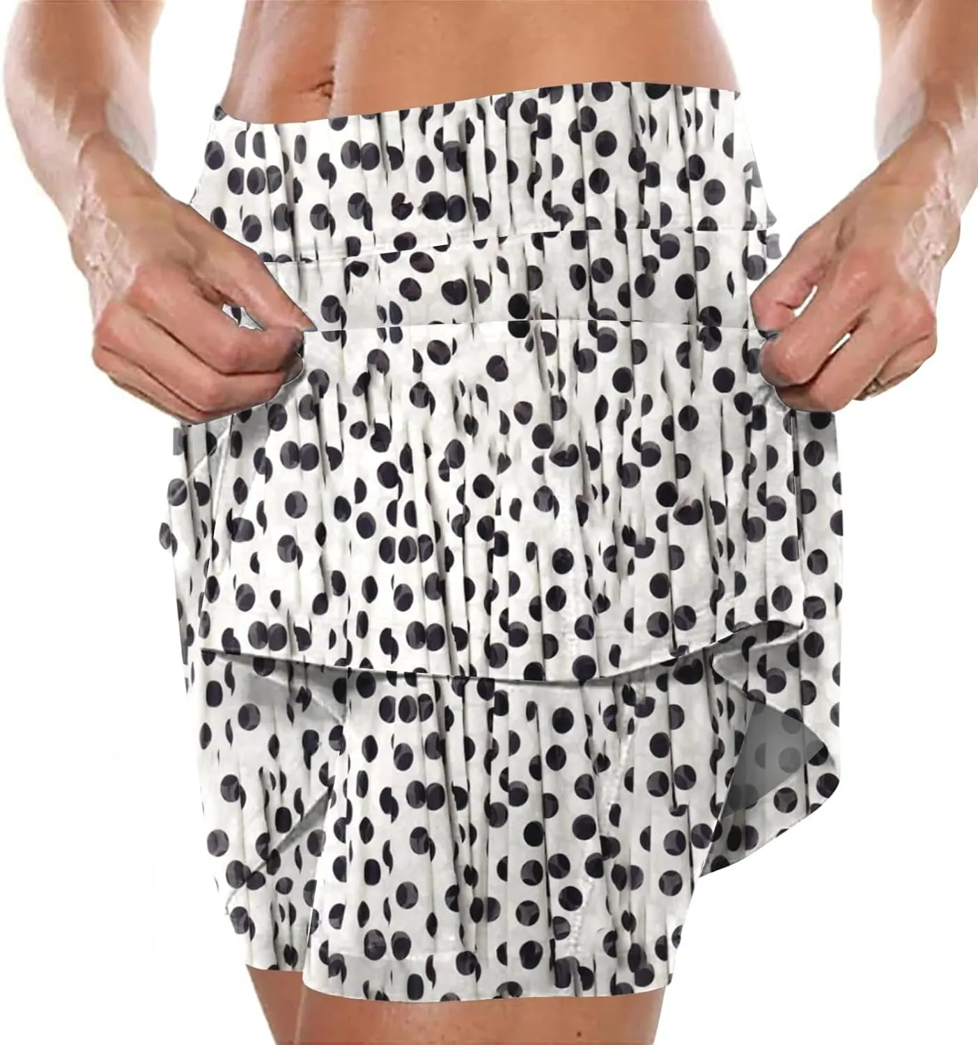 Plus Size Tennis Skirts for Women Athletic Casual Exercise YOG Skort Polka Dot Printed Comfy Golf Running Workout Shorts 2024