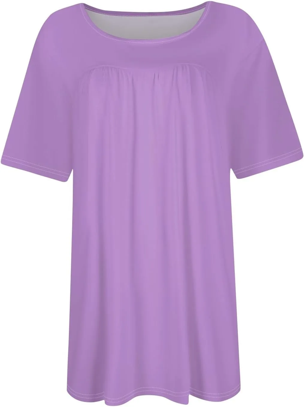 Plus Size Tops for Women Pleated Front Crewneck Short Sleeve Blouses 2024 Summer Tunic Shirts Flowy 1X-5X