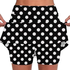 Polka Dots Skorts for Women Plus Size Tummy Control Hight Waisted Tennis Skirts Workout Yoga Shorts with Pockets
