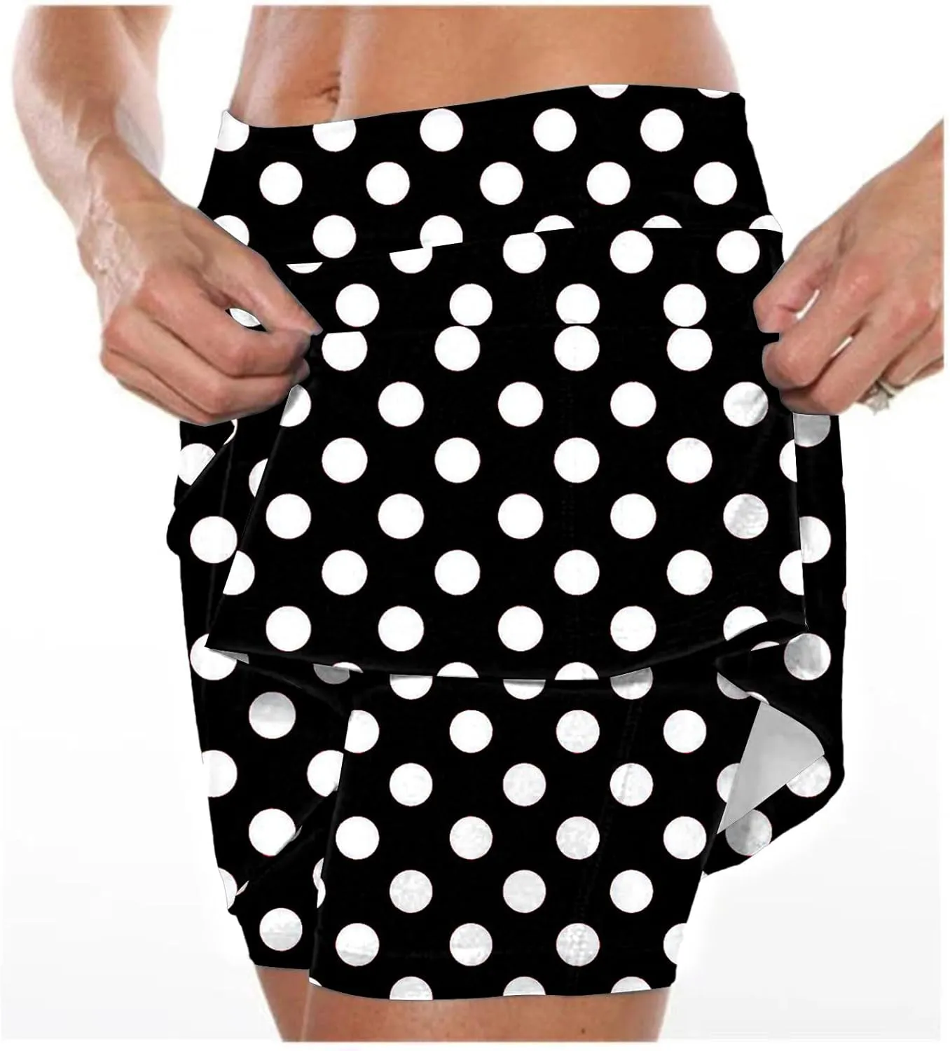 Polka Dots Skorts for Women Plus Size Tummy Control Hight Waisted Tennis Skirts Workout Yoga Shorts with Pockets