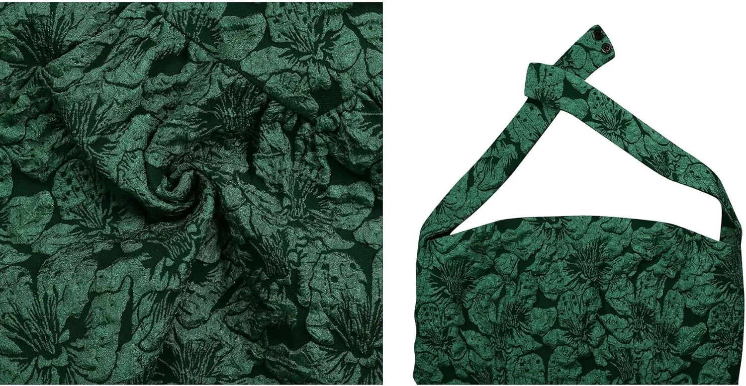 Ptorlio Sexy Mini Halter Dresses for Women Birthday Graduation Club Backless A-line Floral Ruffle Dress
