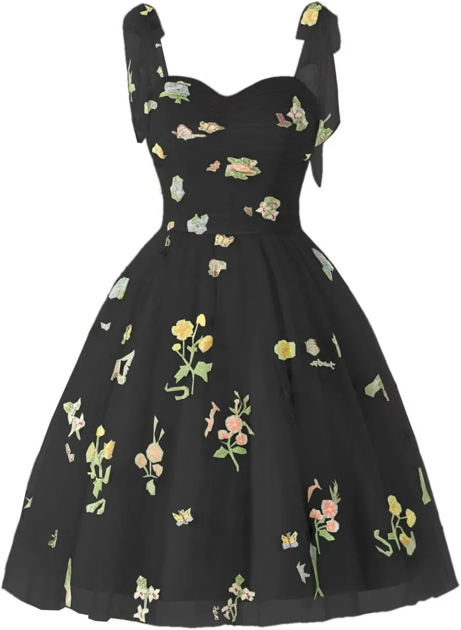 Puffy Sleeve Fairy Prom Dresses 2025 Flower Embroidery Tulles Formal Party Gowns Flower Ball Gown for Women RO011