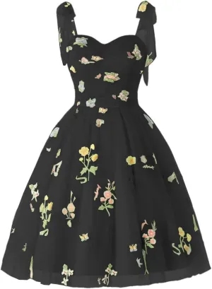 Puffy Sleeve Fairy Prom Dresses 2025 Flower Embroidery Tulles Formal Party Gowns Flower Ball Gown for Women RO011