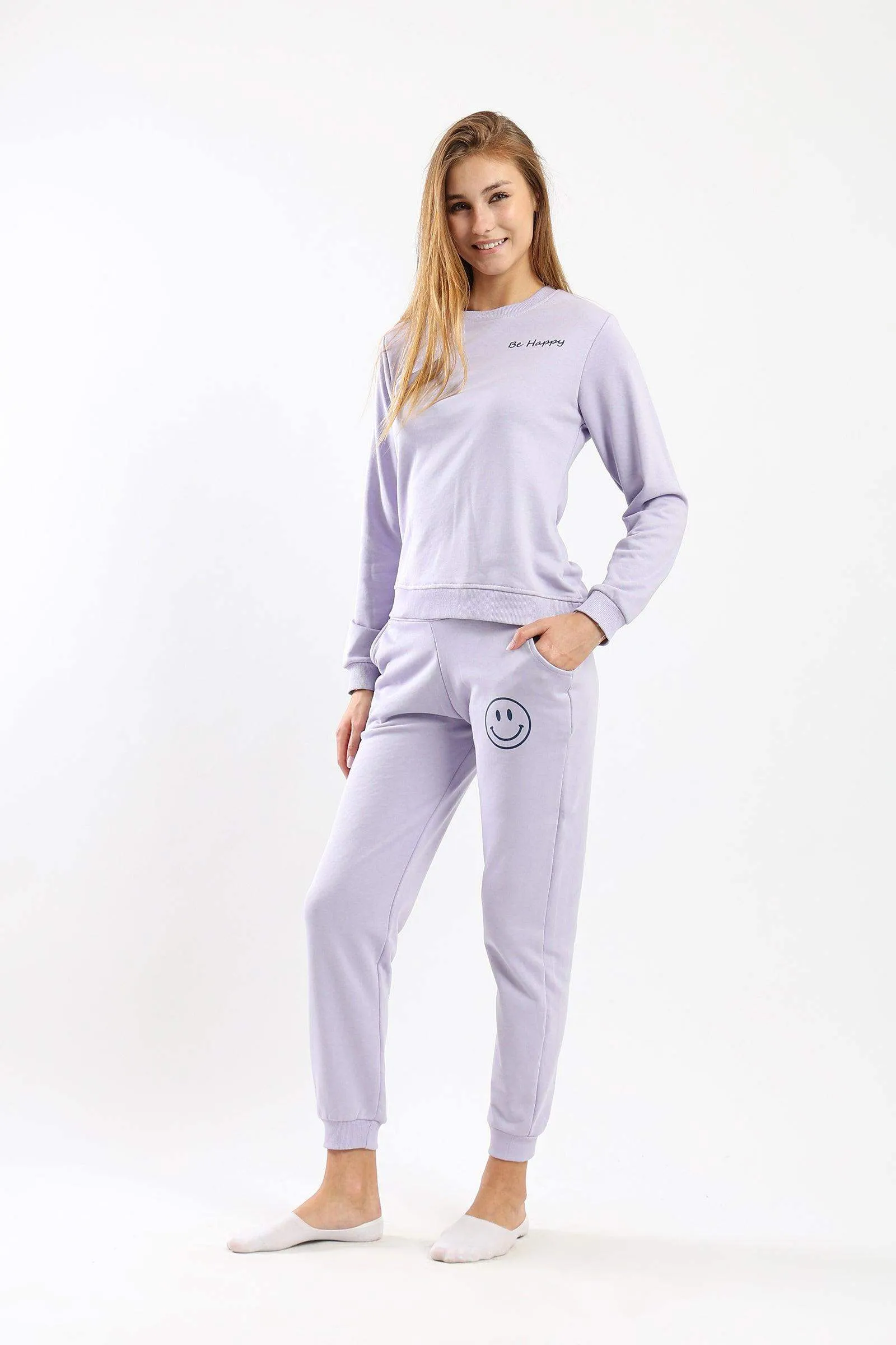 "Be Happy" Printed Pyjama Set