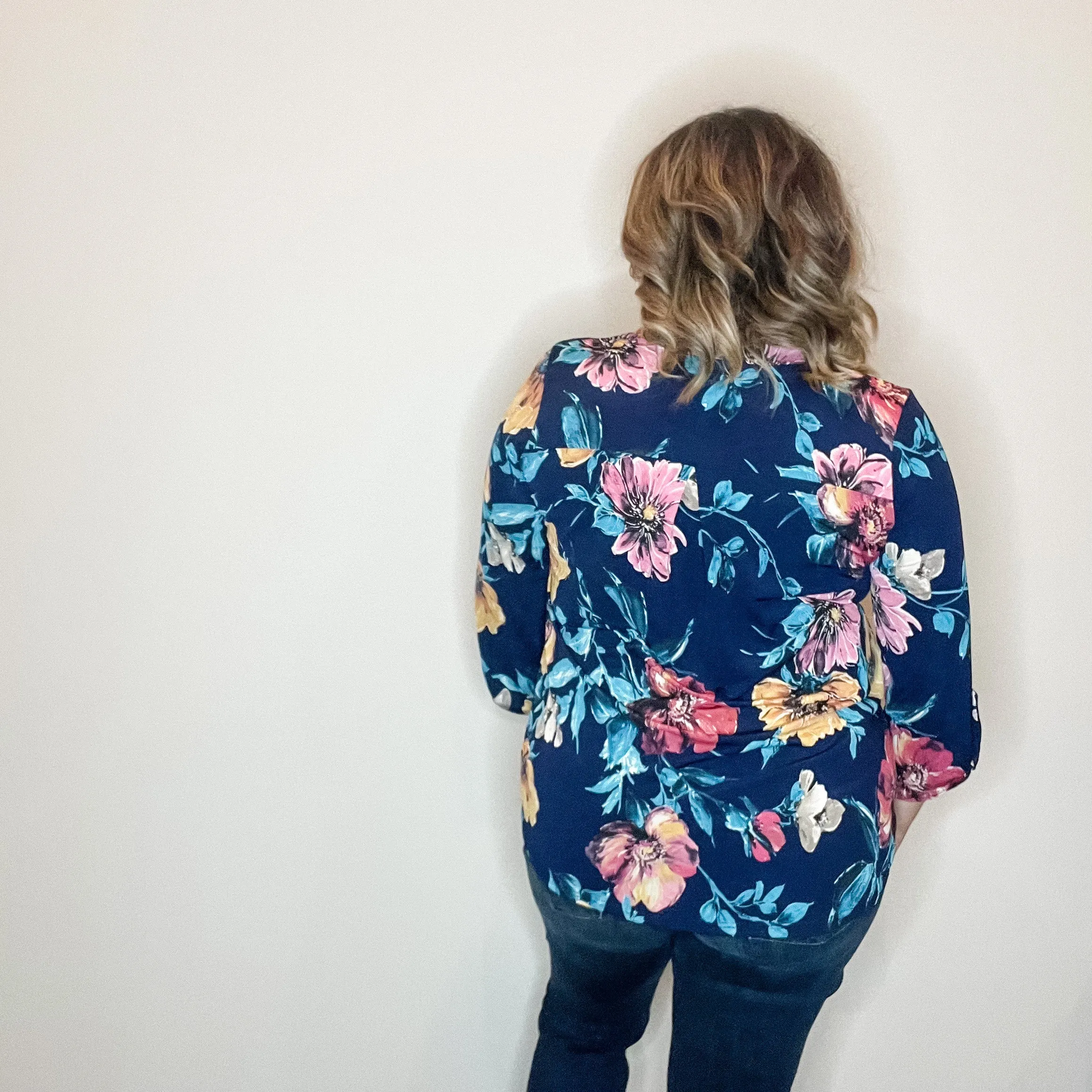 "Burn It Down" Floral Lizzy 3/4 Sleeve Split Neck
