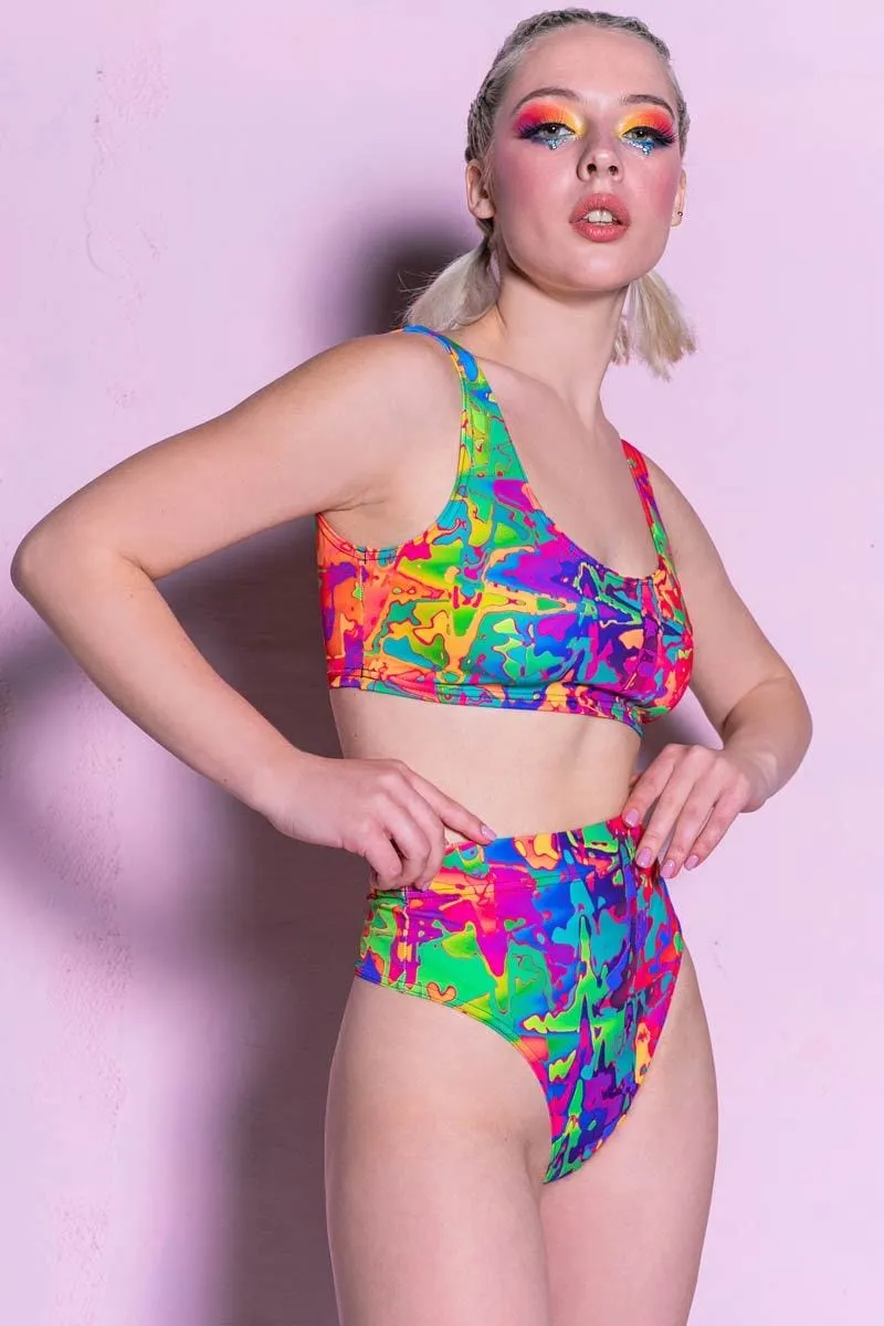Rainbow Splashes Thong Shorts