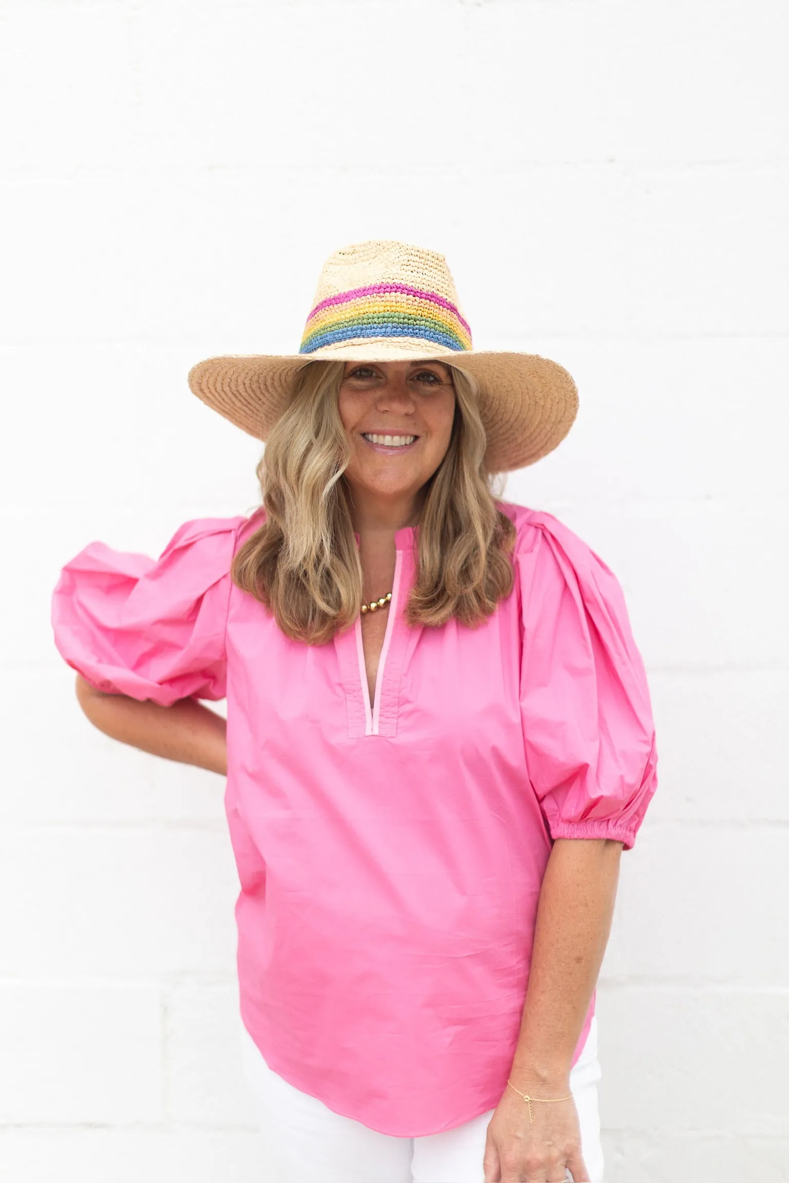 Rainbow Stripe Braided Sun Hat
