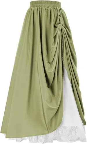 Renaissance Skirt for Women Elastic High Waist Pleated Double Layer Skirts 2025 Fashion Vintage Peasant Style Skorts