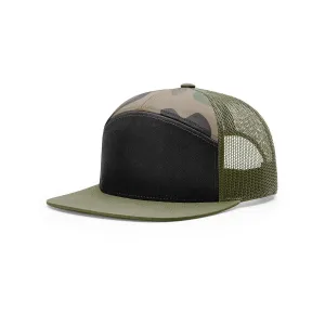 Richardson Black/Green Camo/Loden Street 7 Panel Trucker Hat
