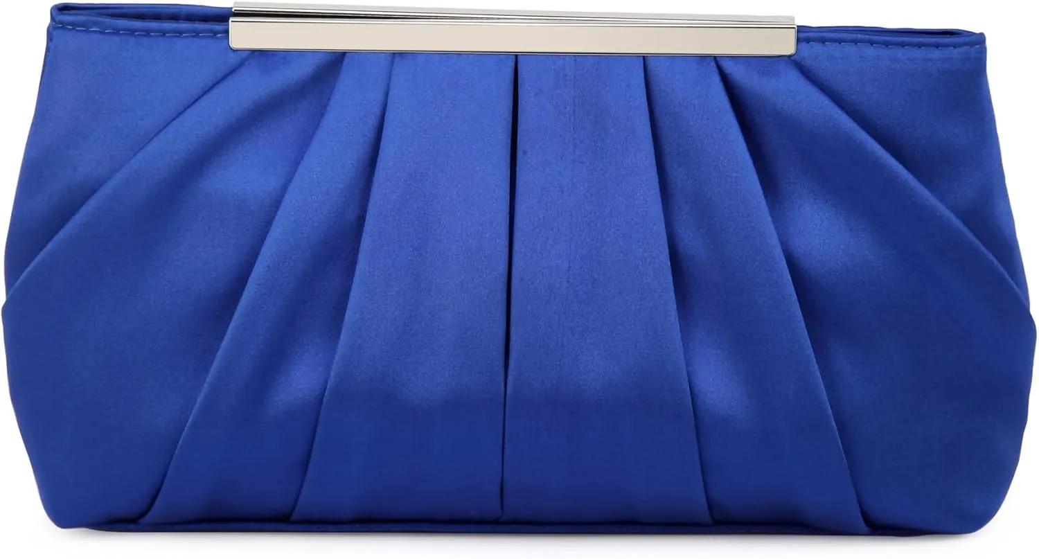 RomanticDesign Elegant Evening Clutch Pleated Satin Bridal Purse Party Prom Banquet Handbag Shoulder Bag