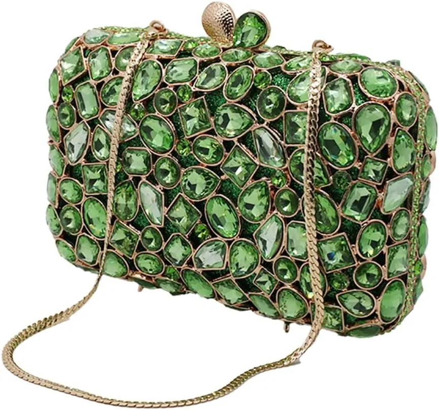 RomanticDesign Glitter Rhinestone Evening Clutch for Women Bling Glass Crystal Bridal Purse Cocktail Prom Party Handbag