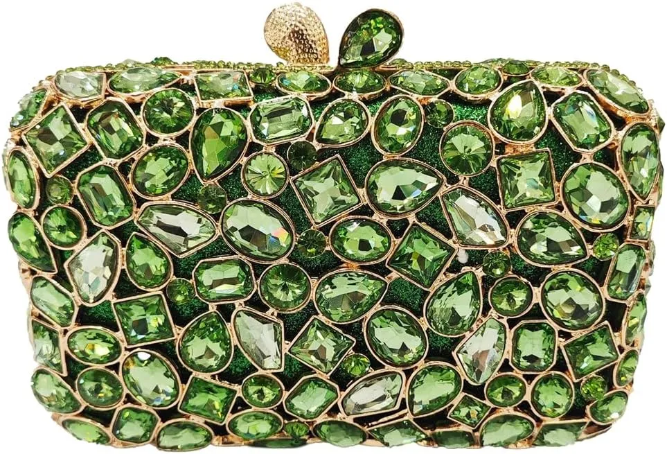 RomanticDesign Glitter Rhinestone Evening Clutch for Women Bling Glass Crystal Bridal Purse Cocktail Prom Party Handbag